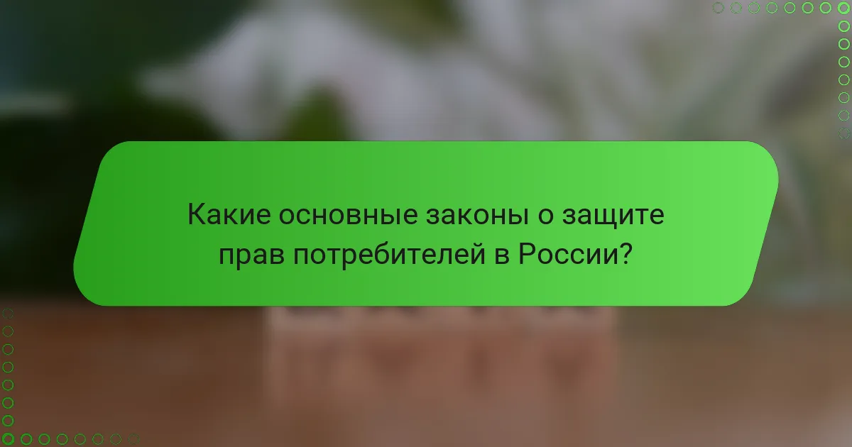 Какие основные законы о защите прав потребителей в России?